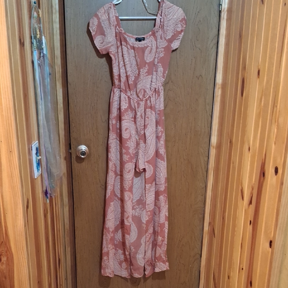 As U Wish Pink and Cream Paisley Maxi Dress
